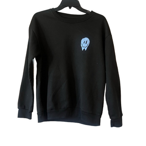 shein Black cowl neck Sweater with Blue Graphic